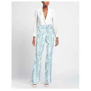 Alberto Audenino Pants NWT Italy Snakeskin Print Flare Leg Tall Retail $299 Sz S